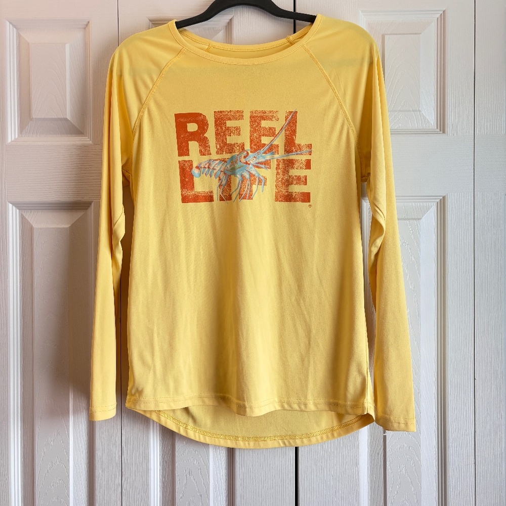 Reel Life Sun Ray Defender Women's Long Sleeve Pale Yellow SZ L Shirt Top